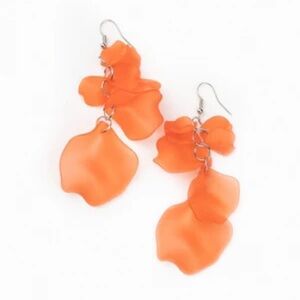 Acrylic flower petal earrings. Orange